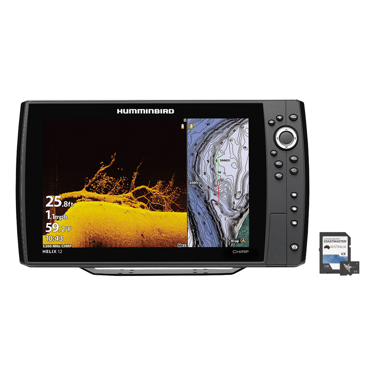 HUMMINBIRD HELIX 12 FISHFINDER MDI+ G4N INC COASTMASTER MAP