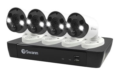 Swann 8CH 4K NVR Kit with 4 x 4K PIR Spotlight Bullet Cameras SWNVK-886804FB