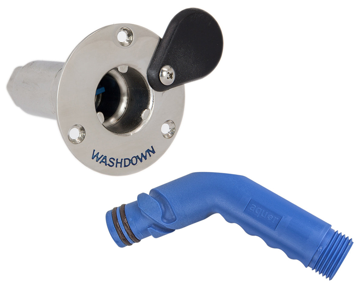 Deckwash Connector Stainless Steel with Angled Hose Adaptor