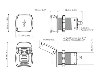 Scanstrut Flip Pro Dual USB-A & USB-C Socket