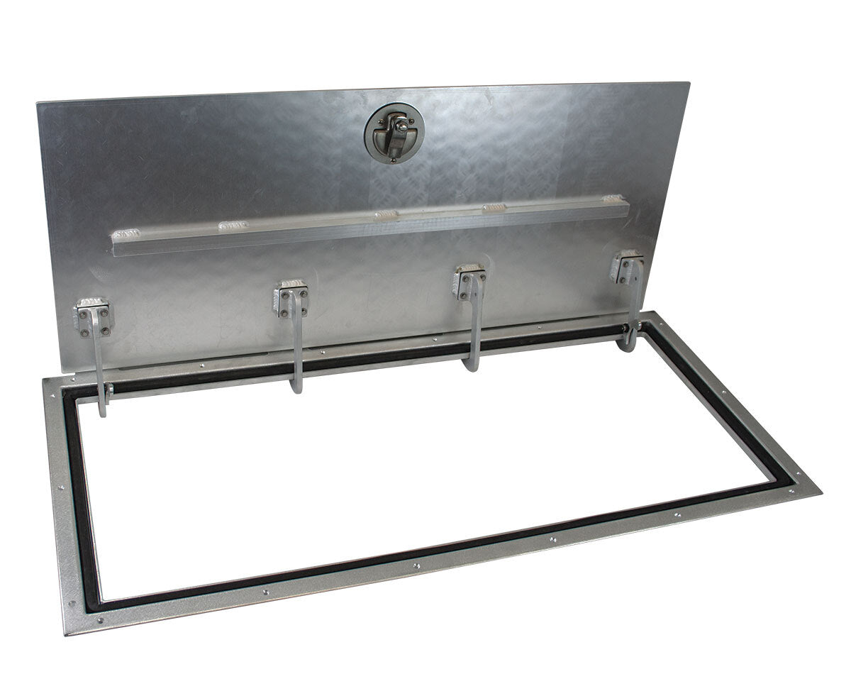 Bomar Aluminium Tread Plate Access Hatch with J-Hinges 1235x590mm