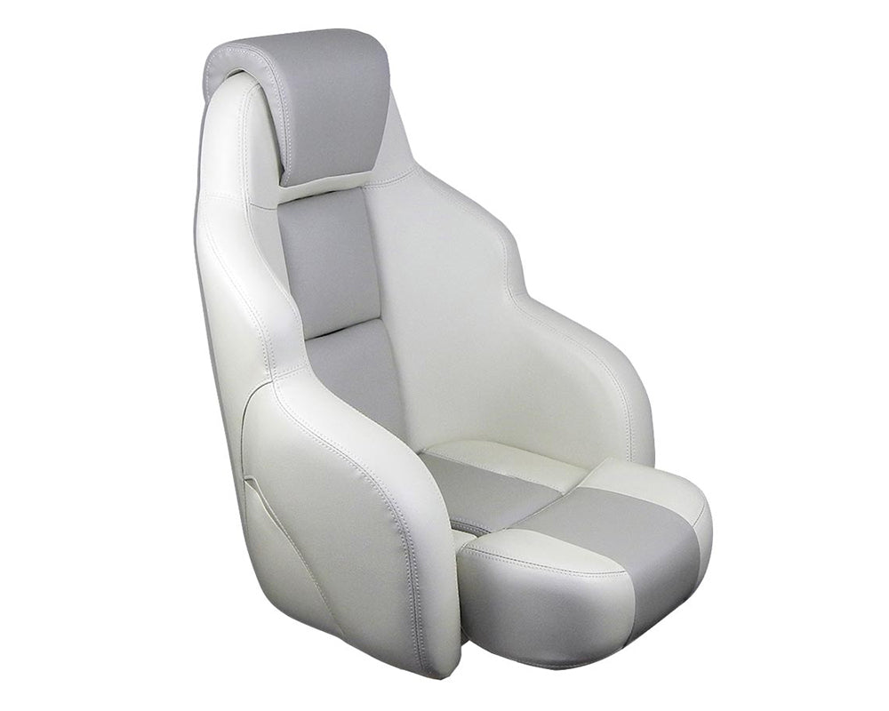 RS56 Blue-Water High Back Flip-Up Boat Seat Off-White/Mid Grey