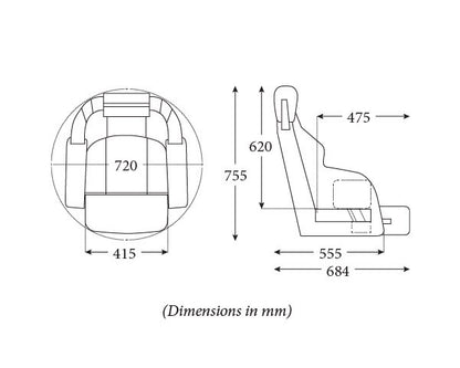 RS56 Blue-Water High Back Flip-Up Boat Seat Off-White/Mid Grey