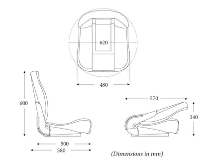 CP48 High Back Folding Helm Seat Dusty Grey / Black