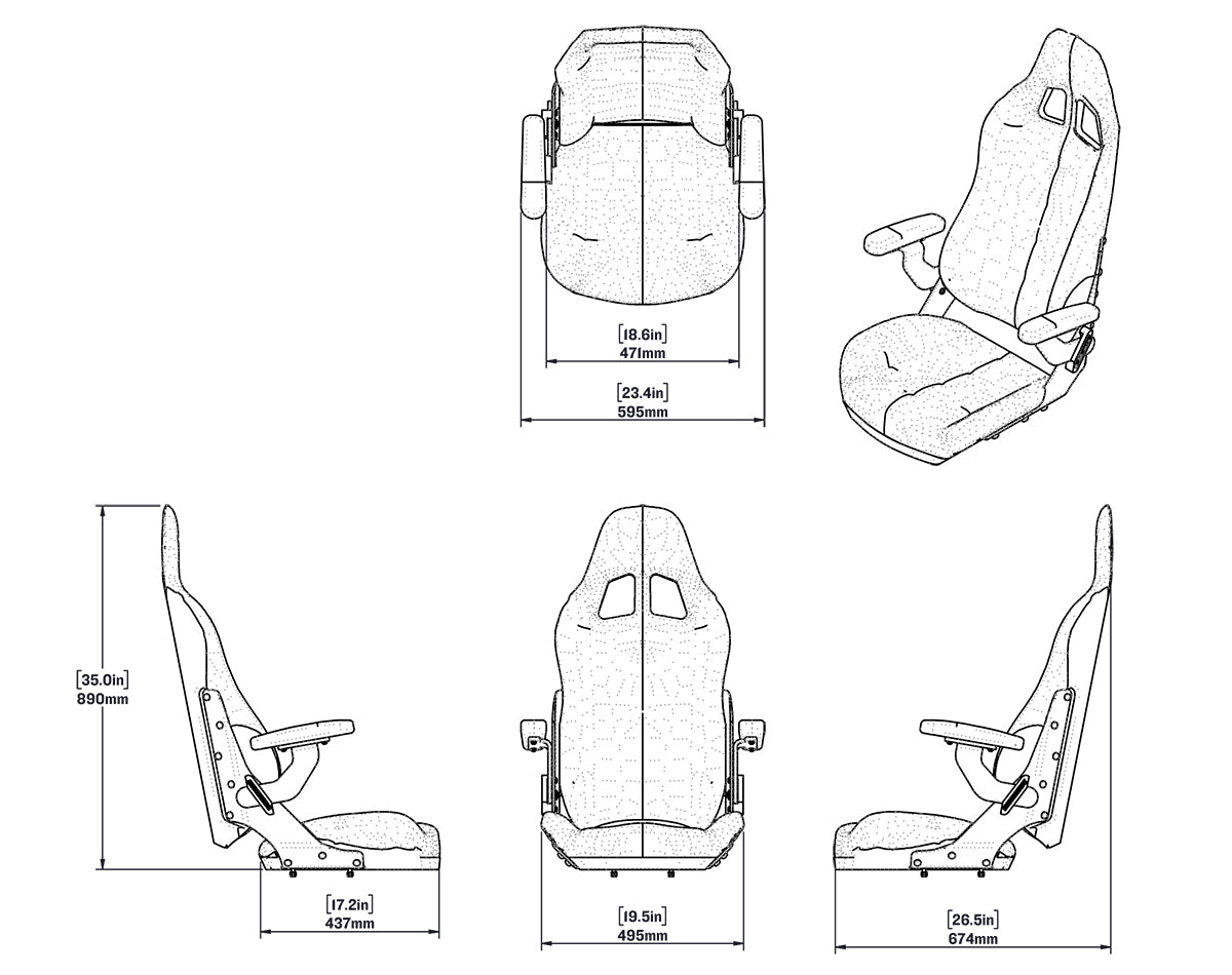 Shockwave Commander Hi-Back Seat Heavy Duty Black