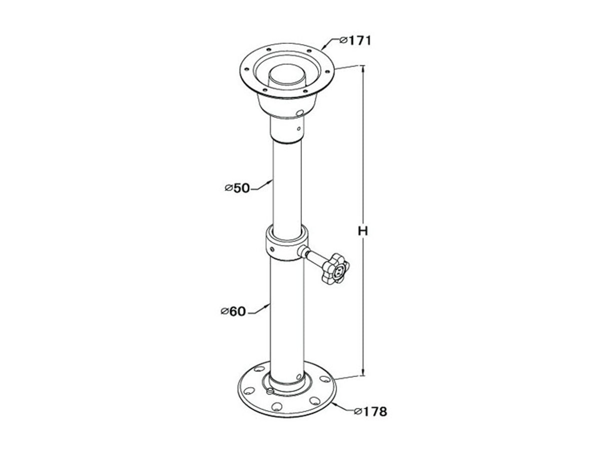 Table Pedestal Adjustable Height 500-700mm