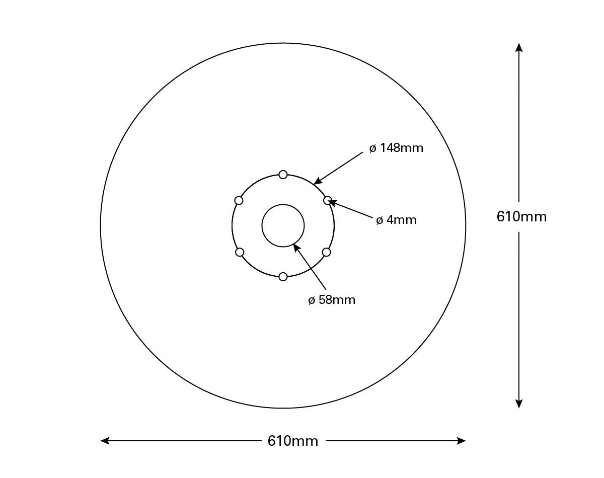 Plastic Table Top Round Shape with Cup Holders 610mm