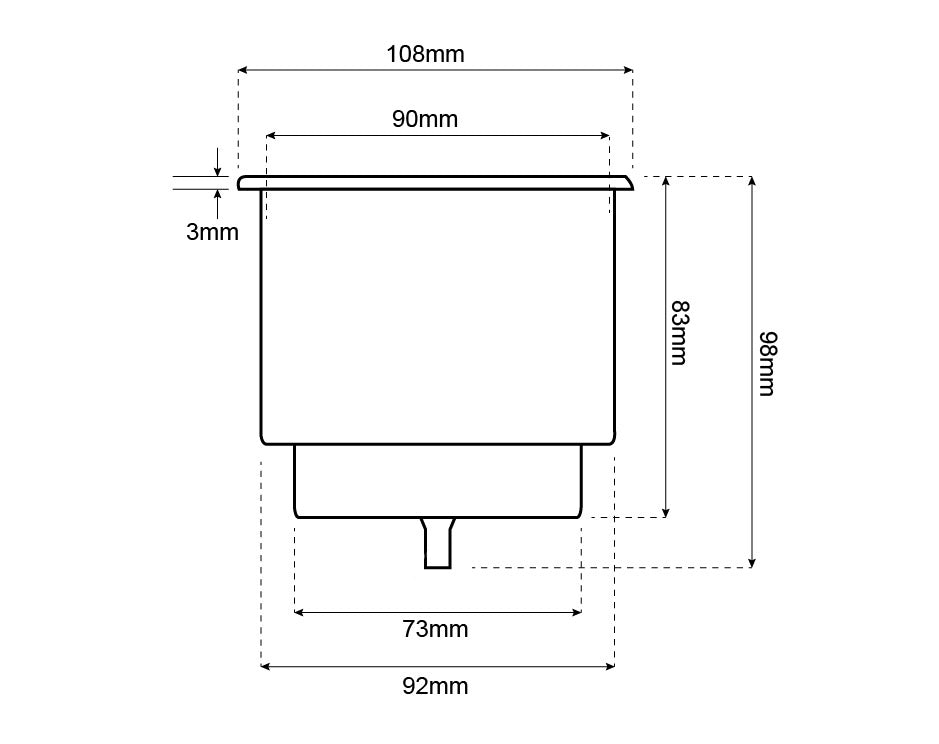 Brushed Stainless Steel Drink Holder with Drain