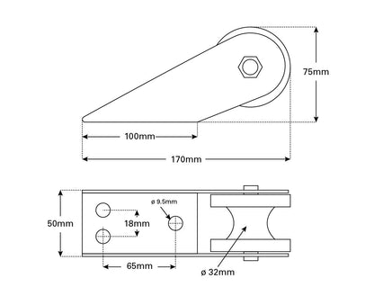 Bow Roller Stainless Steel 170x50mm