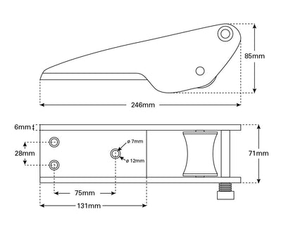 Bow Roller 316 Grade Stainless Steel 246x85mm