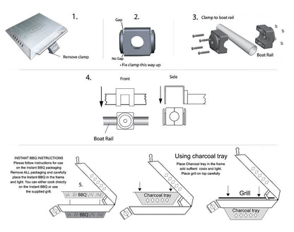 Asado Stainless Steel Boat BBQ with Removable Rail Mount