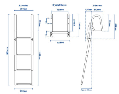 Above Platform Telescopic Folding Ladder with Hand Rails 4 Step