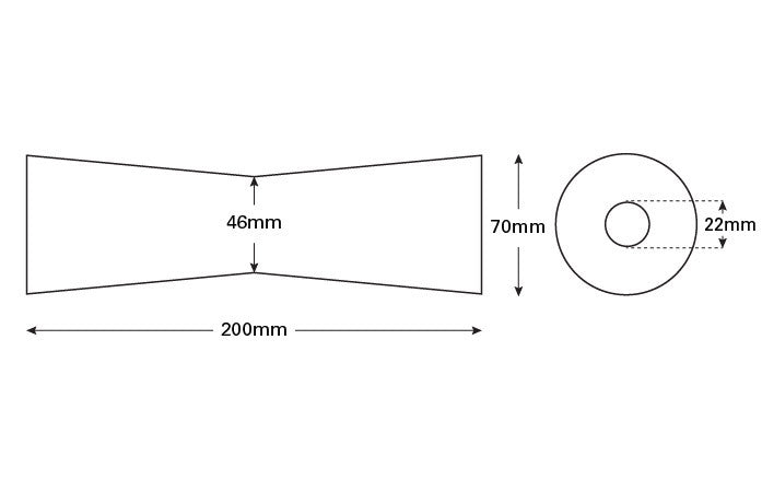 Soft Red Poly Concave Roller 200x70mm x 22mm Bore