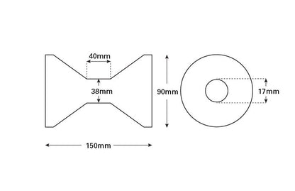 Rubber Keel Roller Deep V 150x90mm x 17mm Bore