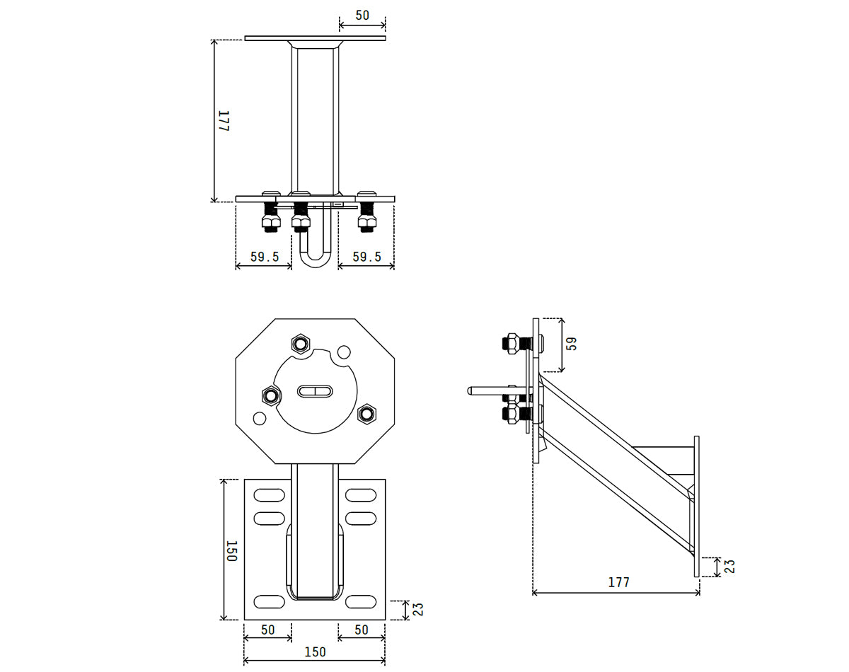 Atlantic Spare Wheel Mount Suits Aluminium Trailers Large