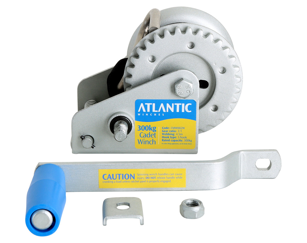 Atlantic Cadet Trailer Winch 300kg 3:1 with Webbing Strap