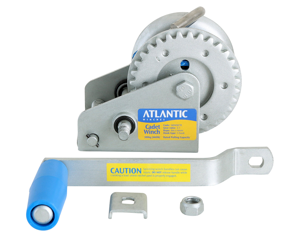 Atlantic Cadet Trailer Winch 300kg 3:1 with Rope