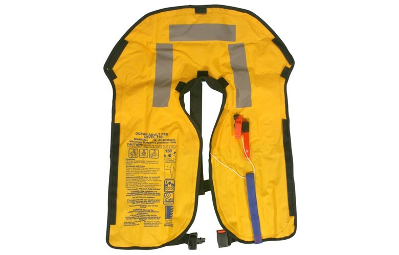 Ocean 150 Auto Inflatable Life Jacket - Grey/Red