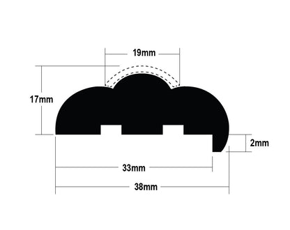 Gunwale Rub Rail Rigid PVC 38mm x 3.65m White (A)