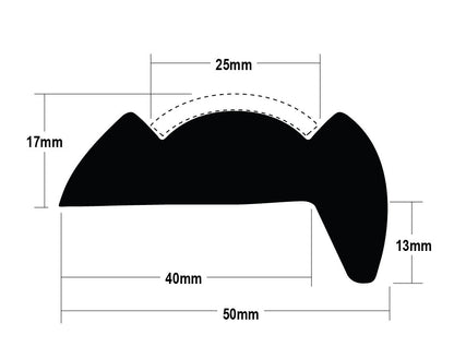 Gunwale Rub Rail Rigid PVC 50mm x 3.65m