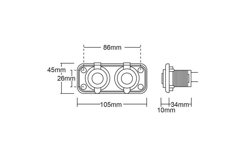 Heavy Duty Twin Accessory-Dual USB Sockets