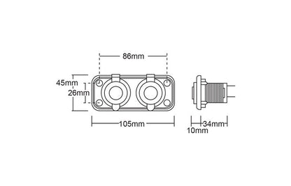 Heavy Duty Twin Accessory-Dual USB Sockets