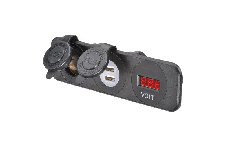 Heavy-Duty Accessory/Dual USB Sockets and 12/24V DC LED Volt Meter