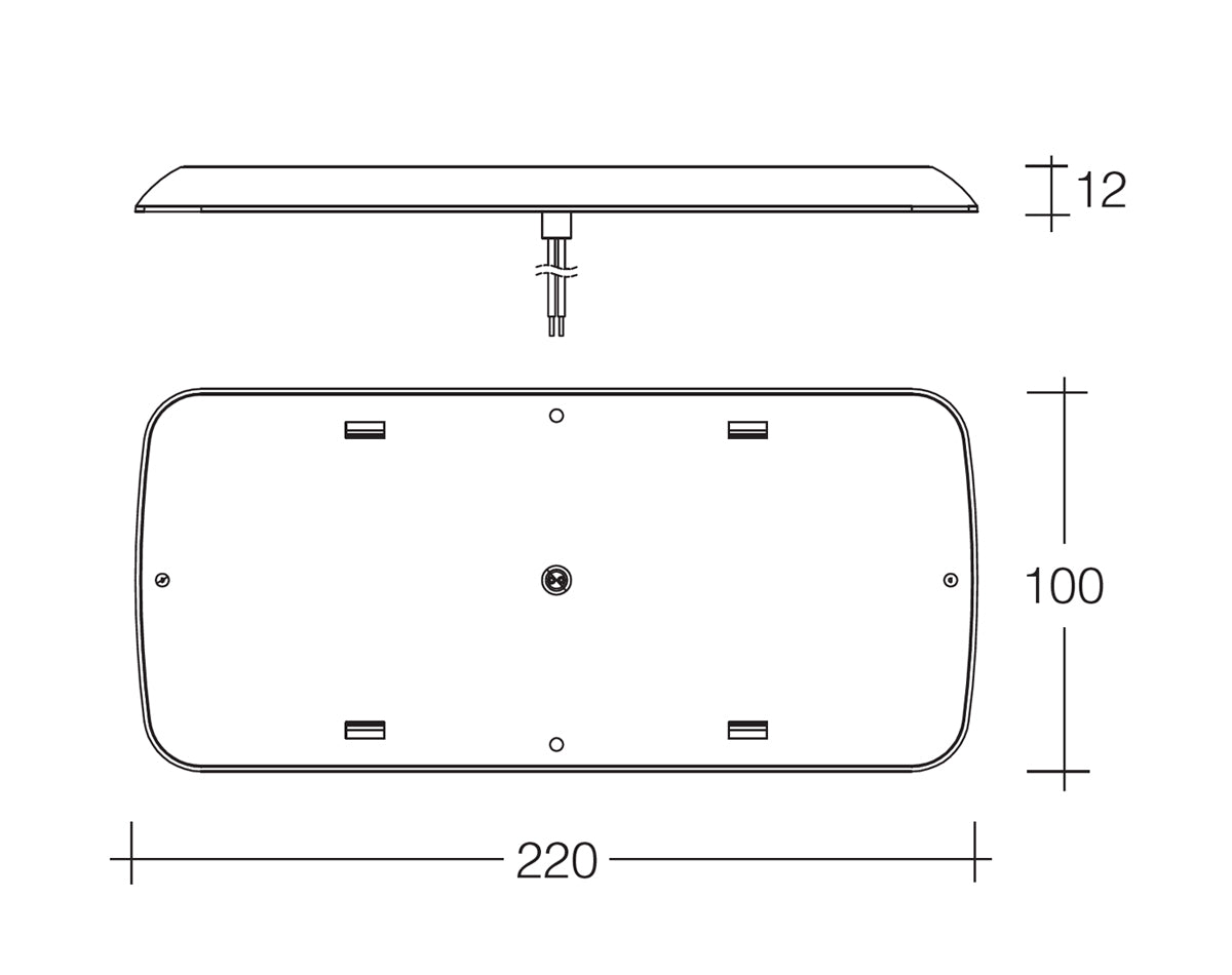 LED Rectangular Interior Lamp with Touch On/Dim/Off Switch