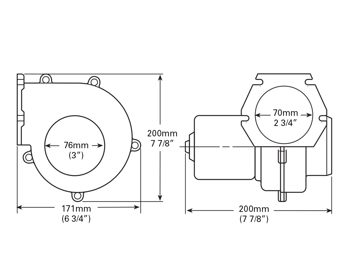 Heavy Duty Blower Flange Mount 75mm 12V or 24V