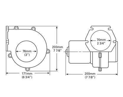 Heavy Duty Blower Flange Mount 75mm 12V or 24V