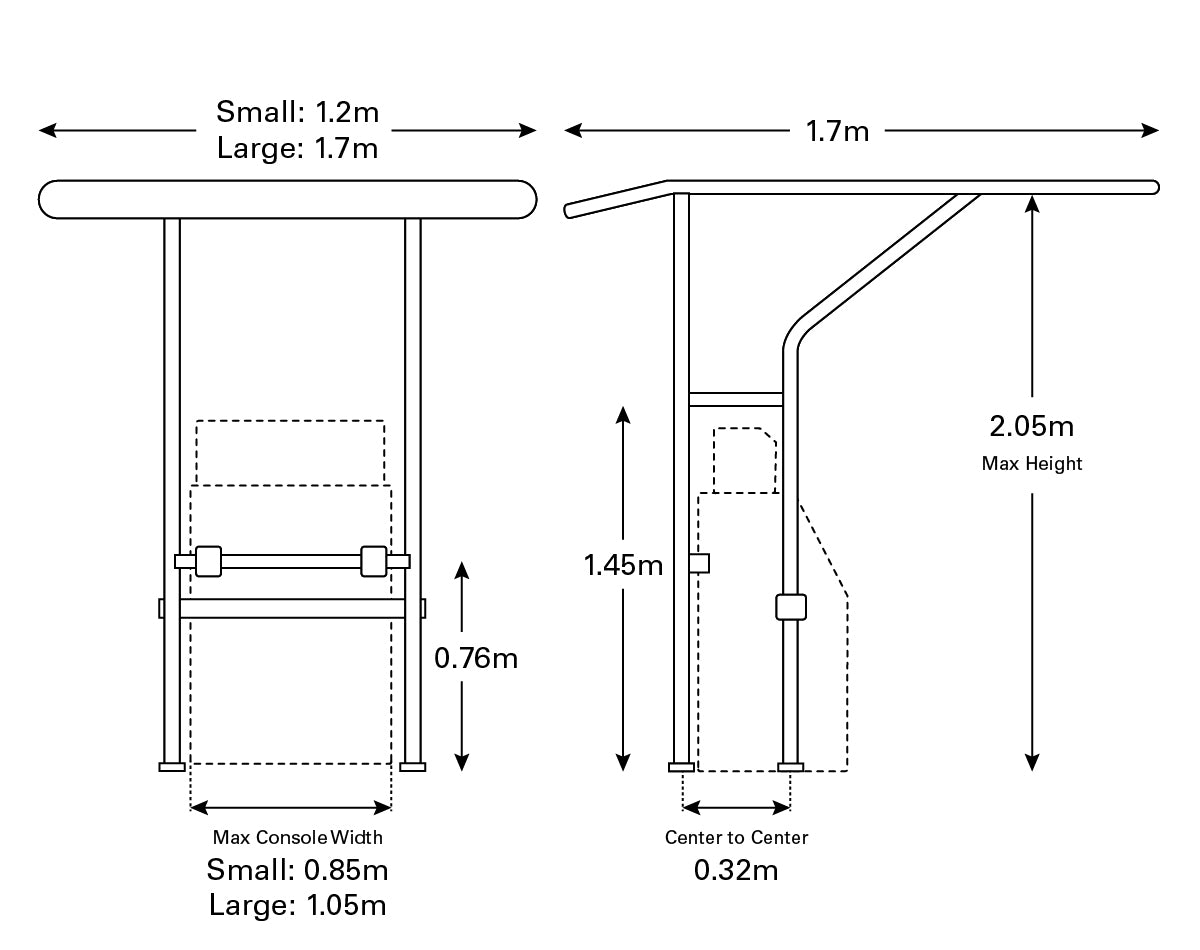 Oceansouth Classic T-Tops width 1.2m or 1.4m