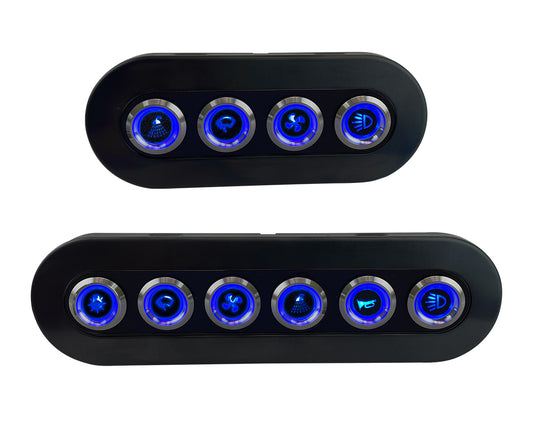 Water Resistant Black Switch Panels with Blue LED On/Off Switches