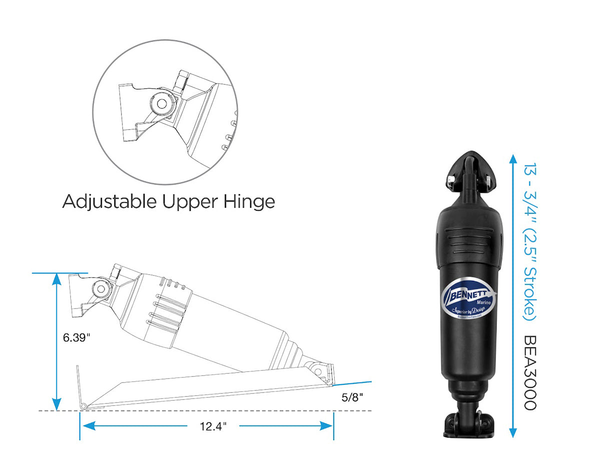 Bennett Marine BOLT Electric Edge Mount Trim Tabs Limited Space 12 Inch Plate