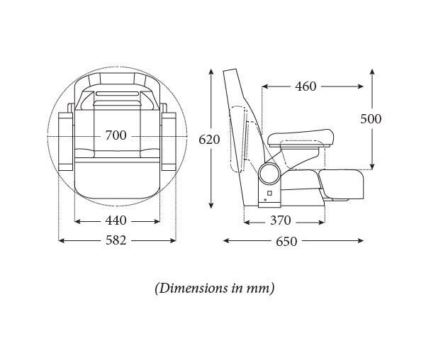 HM59 Flip-Up Helm Master Boat Seat