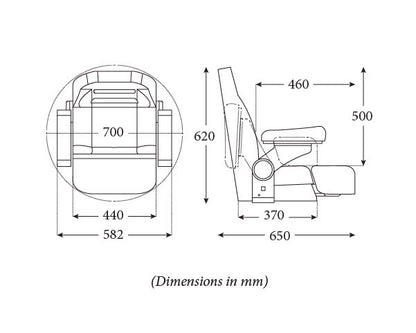 HM59 Flip-Up Helm Master Boat Seat