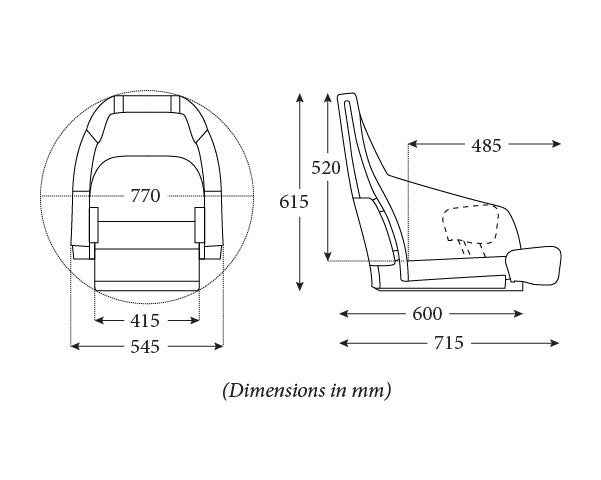 HM51 Flip Up Bucket Helm Boat Seat