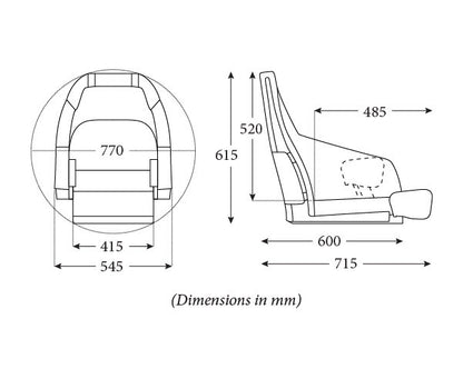 HM51 Flip Up Bucket Helm Boat Seat