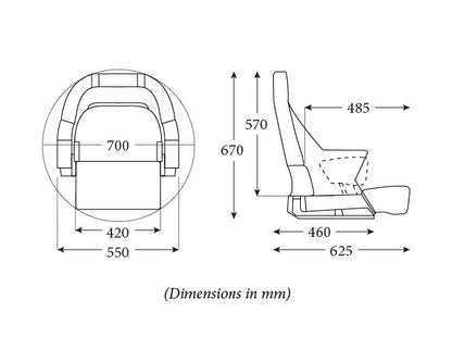 MB70 Helm Boat Seat with Flip Up Front Bolster