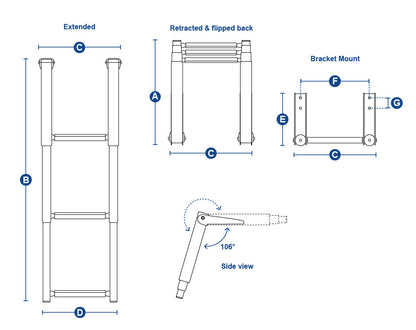 Above Platform Telescopic Ladder with Extra Wide Steps