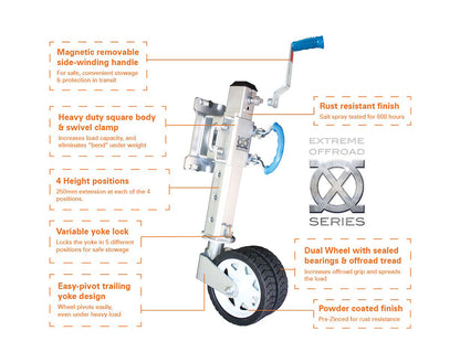 Extreme Off-Road Jockey Wheels with Heavy Duty Swivel Clamp