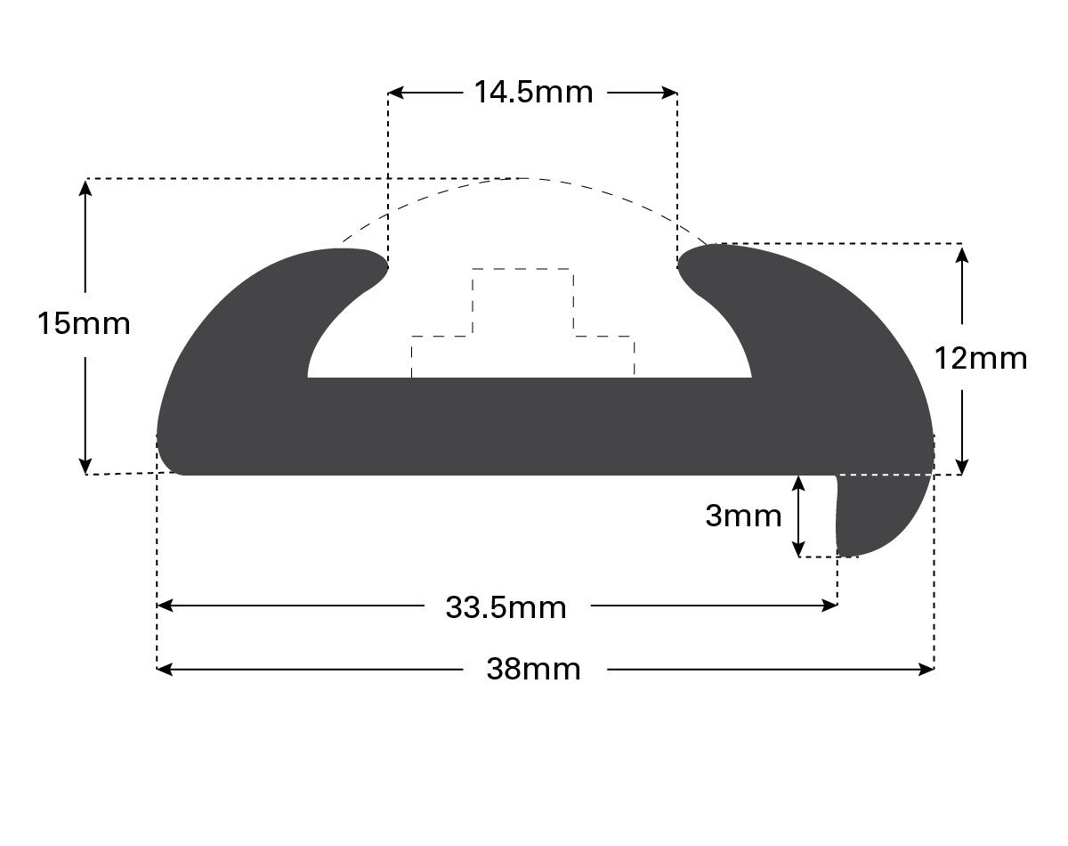 Gunwale Boat Trim PVC or Aluminium Extrusion 38mm x 3.65m