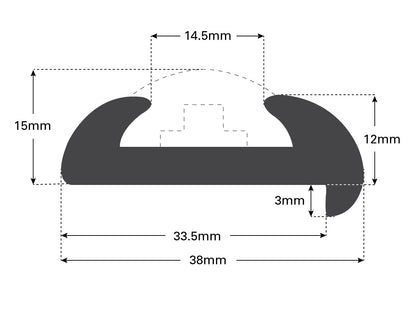 Gunwale Boat Trim PVC or Aluminium Extrusion 38mm x 3.65m