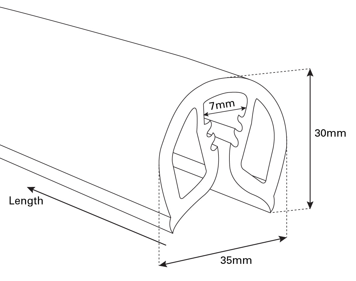 Gunwale - Black PVC 35mm