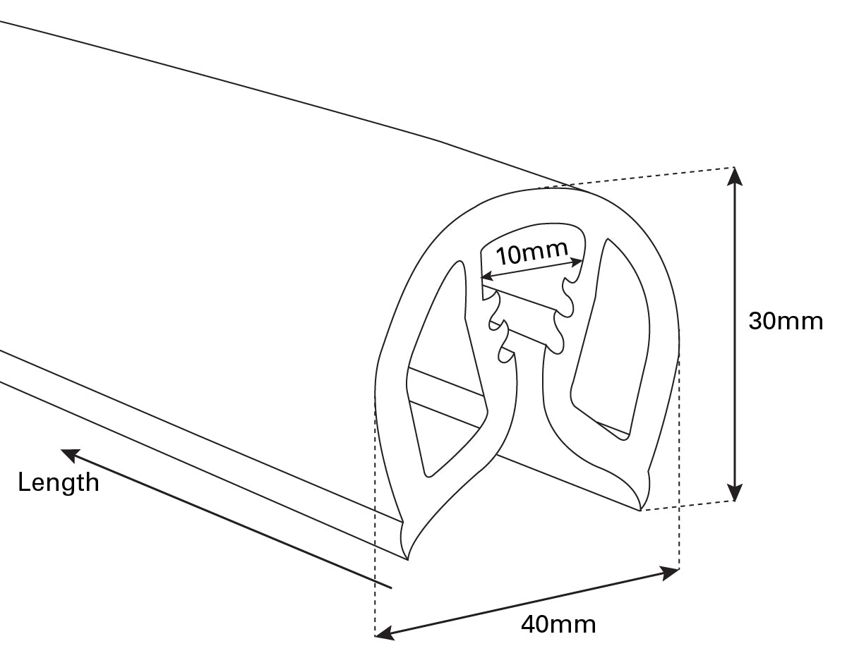 Gunwale Boat Trim - Black PVC 40mm