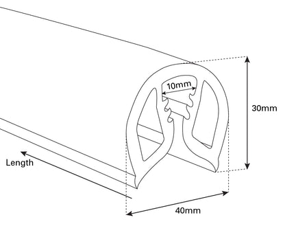 Gunwale Boat Trim - Black PVC 40mm