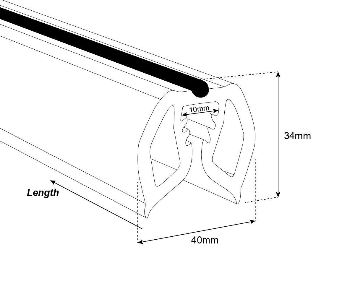 Gunwale Boat Trim White with Black Strip 40mm