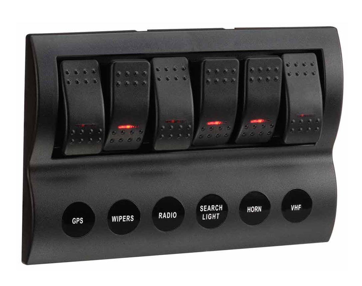 Narva LED 6-Way Switch Panel with Fuse or Circuit Breaker Protection