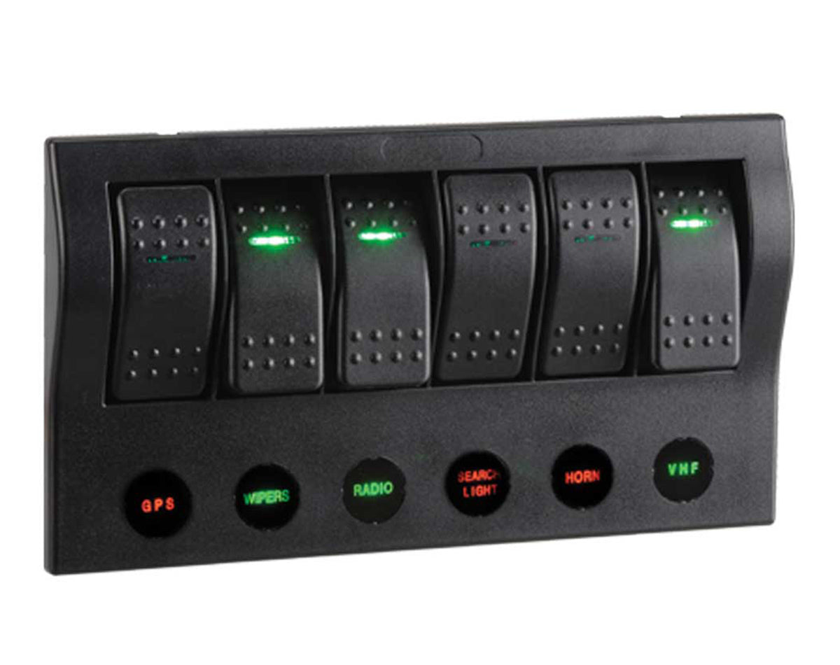 Narva LED 6-Way Switch Panel with Fuse or Circuit Breaker Protection