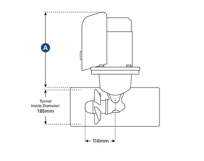 Quick BTQ185 Bow or Stern Thruster with Electric DC Motor & Single Propeller for 8m-15m Boats