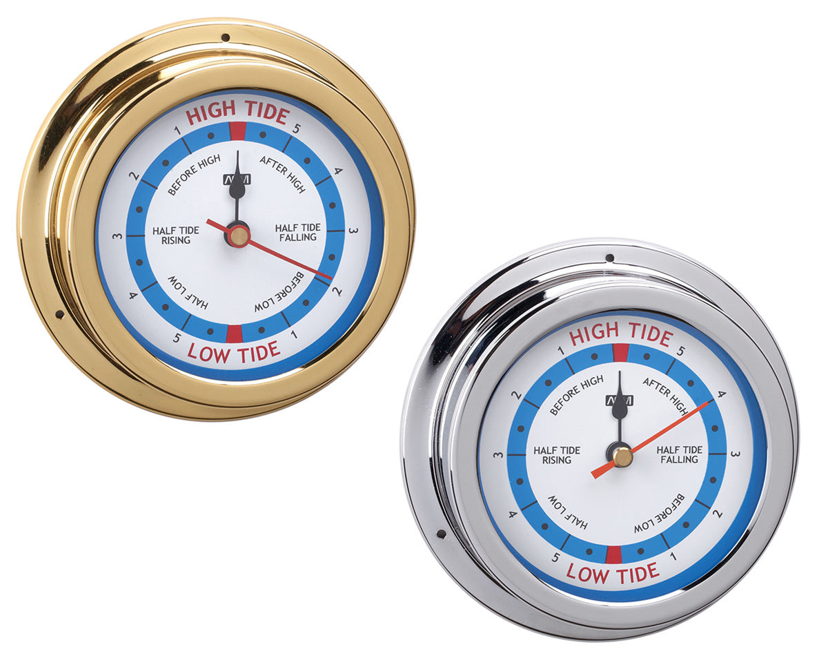 Tide Clocks Chrome Plated Brass or Polished Brass White Face 120mm